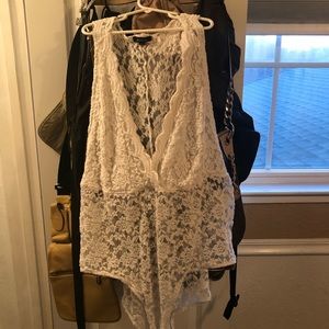 White lace body suit